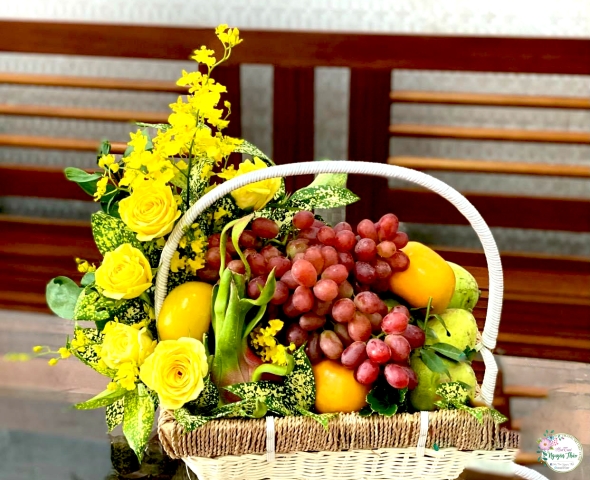 Giỏ hoa + trái cây 02
